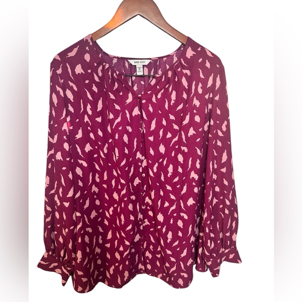 Nine West Women's Magenta and Pink Blouse 1X